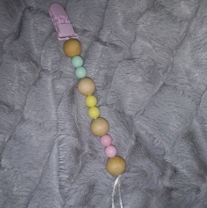 Baby girl pastel color pacifier clip
